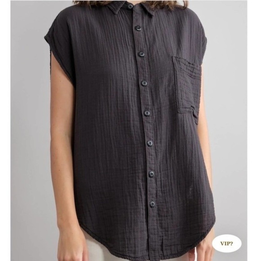 Nsf Ruby Sleeveless Button Up In Deep Pigment Bla… - image 5